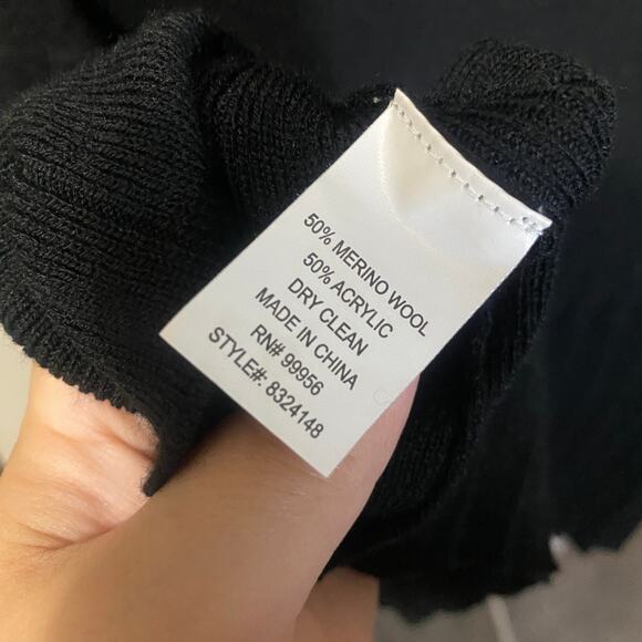 Shoshanna Lisette Long Sleeve Pleated Sweater Dress Black Wool Blend Sz S - Picture 9 of 10